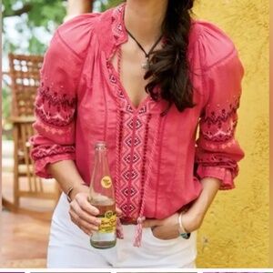 Sundance Totora Embroidered Peasant Top-NWT